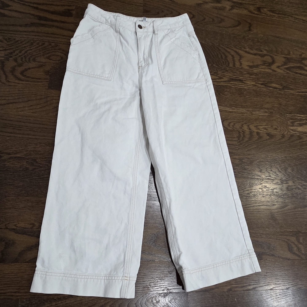 Wide Leg Women's Pants in White - Casual Comfort